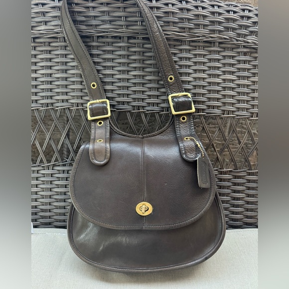 Vintage Coach Crescent in Mocha, Made in NYC - Picture 1 of 16